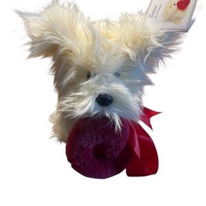 “Tonee the Puppy” Plush – 11” Shaggy White Dog Stuffed Animal NWT